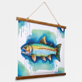 Watercolor Series: Trout/Salmon 吊り下げ型タペストリー (傾斜あり)