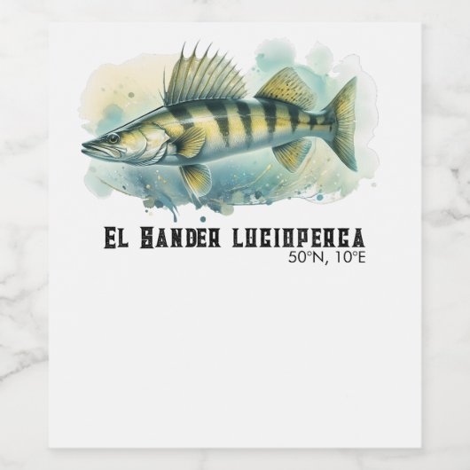 Watercolor Series: Zander/Walleye ワインラベル (シングルラベル)