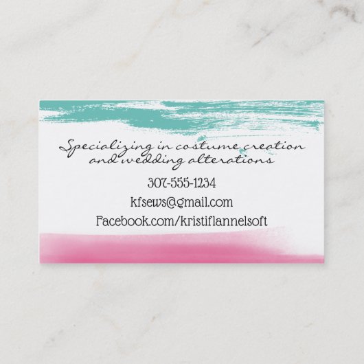 Watercolor sewing notions seamstress business card 名刺 (裏面)