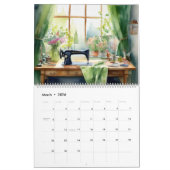 Watercolor Sewing Room カレンダー (3月 2026)