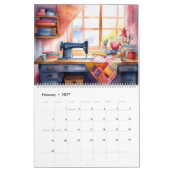 Watercolor Sewing Room カレンダー (2月 2027)
