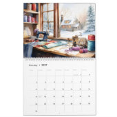 Watercolor Sewing Room カレンダー (1月 2027)