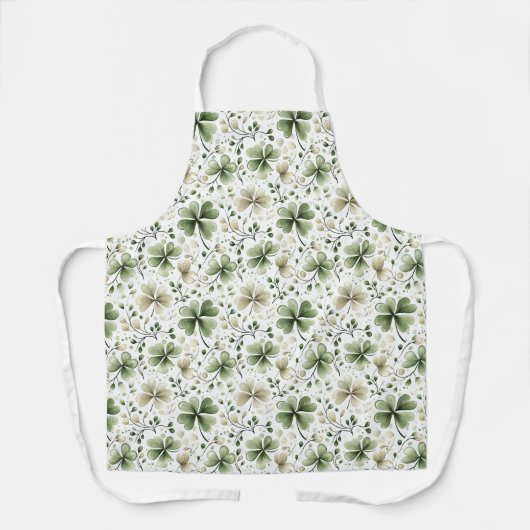 Watercolor Shamrock Kitchen Apron | Irish Gift エプロン (正面)