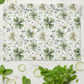 Watercolor Shamrock Kitchen Towel | Irish Clover C キッチンタオル (折り畳み)