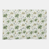 Watercolor Shamrock Kitchen Towel | Irish Clover C キッチンタオル (横)