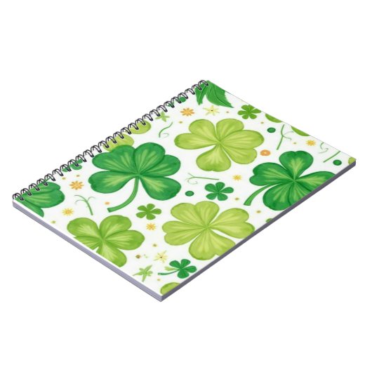 Watercolor Shamrock Pattern ノートブック (左側)