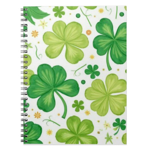 Watercolor Shamrock Pattern ノートブック (正面)