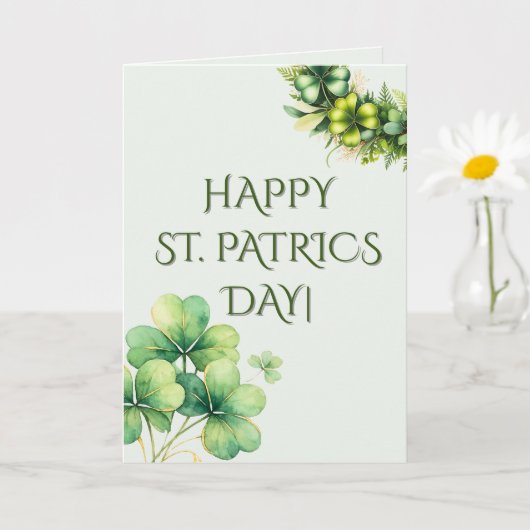 Watercolor Shamrock St. Patrick's Day Card カード (小さな植物)