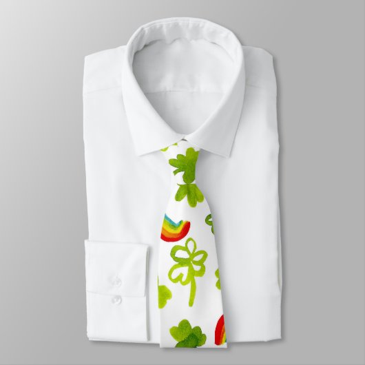 Watercolor Shamrocks and Rainbows Irish ネクタイ (タイ)
