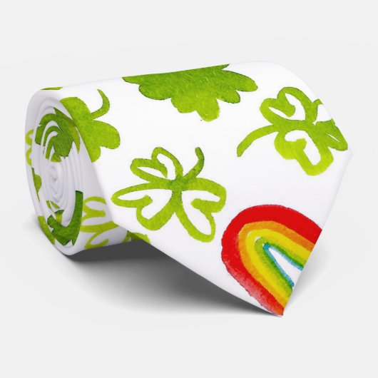 Watercolor Shamrocks and Rainbows Irish ネクタイ (ロール)