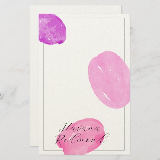 Watercolor shapes pink frame Stationery 便箋 (正面/裏面)