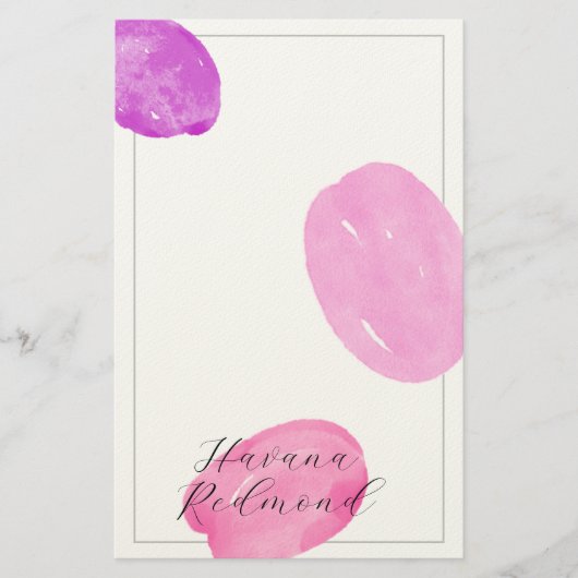 Watercolor shapes pink frame Stationery 便箋 (正面)
