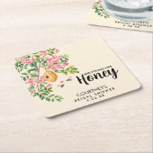 Watercolor She Found Her Honey Bridal Shower  スクエアペーパーコースター (アングル)