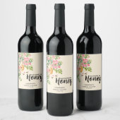 Watercolor She Found Her Honey Bridal Shower  ワインラベル (ボトル)