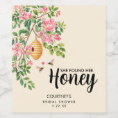 Watercolor She Found Her Honey Bridal Shower  ワインラベル (シングルラベル)