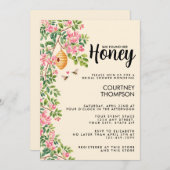 Watercolor She Found Her Honey Bridal Shower  招待状 (正面/裏面)