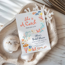 Watercolor She is Catch Ocean Theme Bridal Shower
