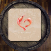 Watercolor Shrimp Heart Romantic  スクエア名刺