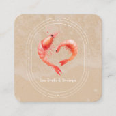 Watercolor Shrimp Heart Romantic  スクエア名刺 (正面)