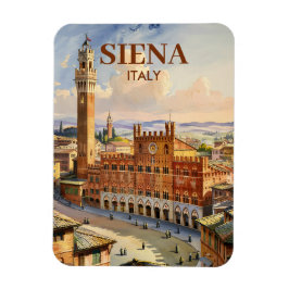 Watercolor Siena Italy Vintage Piazza del Campo マグネット