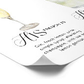 Watercolor Signature Drink Wedding Bar Sign ポスター (角)