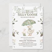 Watercolor Silly Goose Baby Shower 招待状 (正面)