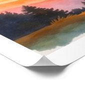 Watercolor SIMPLE Sunset Art Poster ポスター (角)