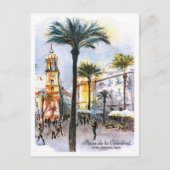 Watercolor sketch cathedral square Cadiz Spain ポストカード (正面)