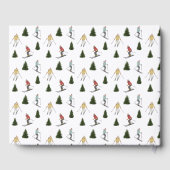 Watercolor Ski Women Pattern Winter Cabin Lodge ゲストブック (裏面)