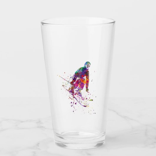 watercolor skier タンブラーグラス (正面)