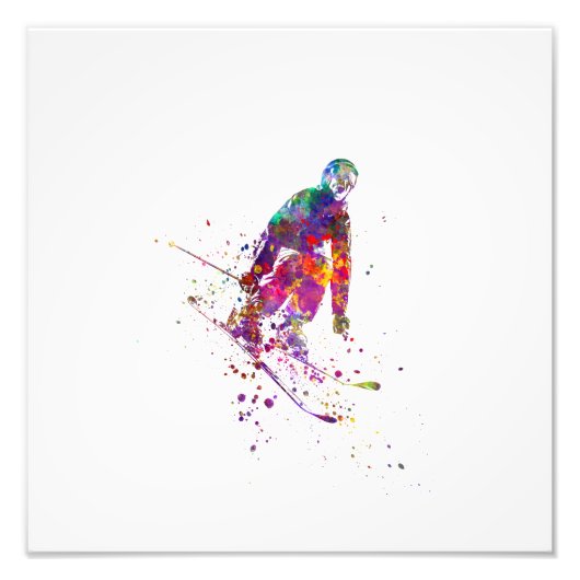 watercolor skier フォトプリント            (正面)