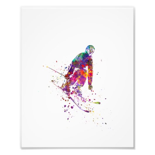 watercolor skier フォトプリント            (正面)