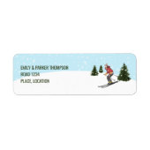 Watercolor Skier Woman On Winter Slopes Custom ラベル (正面)