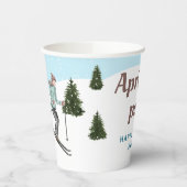 Watercolor Skiing On The Slopes Après-Ski Birthday 紙コップ (左)