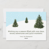 Watercolor Skiing Woman Custom Winter Greetings シーズンカード (裏面)