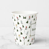 Watercolor Skiing Women Pattern Custom Ski Party 紙コップ (右)