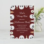 Watercolor Skull Let's Hang Out Halloween Party 招待状 (スタンド正面)