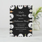 Watercolor Skull Let's Hang Out Halloween Party 招待状 (スタンド正面)