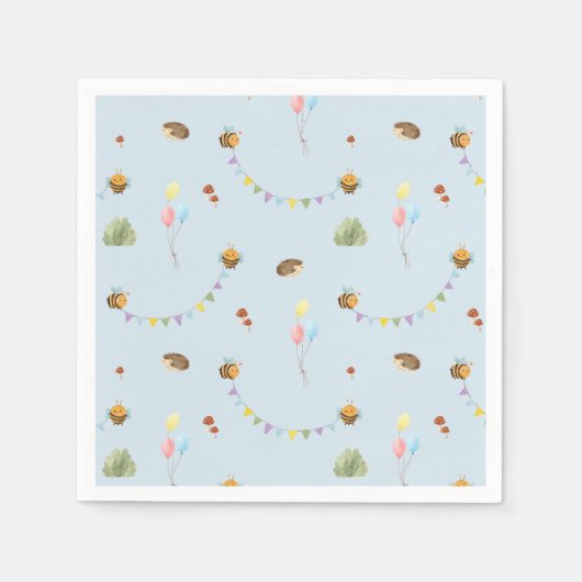 Watercolor sky blue スタンダードカクテルナプキン (正面)