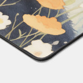 Watercolor Sleeping Black Cat Pastel Wildflower デスクマット (コーナー)