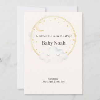 Watercolor Sleeping Cloud Baby Shower Invitation M 招待状