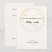 Watercolor Sleeping Cloud Baby Shower Invitation M 招待状 (正面/裏面)