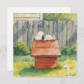 Watercolor Sleeping Dog on Red Doghouse Art シーズンカード (正面/裏面)