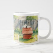 Watercolor Sleeping Dog on Red Doghouse Art ジャンボコーヒーマグカップ (右)