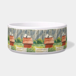 Watercolor Sleeping Dog on Red Doghouse Art ボウル