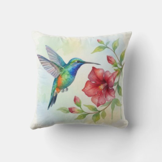 Watercolor Small Hummingbird クッション (裏面)