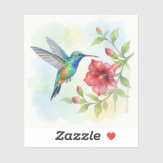 Watercolor Small Hummingbird シール