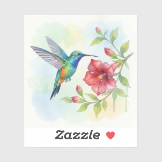 Watercolor Small Hummingbird シール (シート)