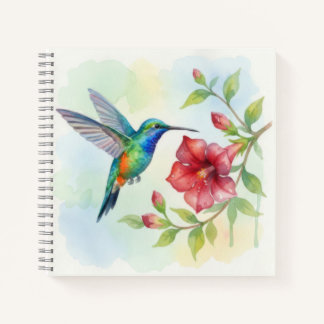 Watercolor Small Hummingbird ノートブック