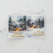 Watercolor Snow Cabin Christmas Card – Cozy Winter カード (内部)